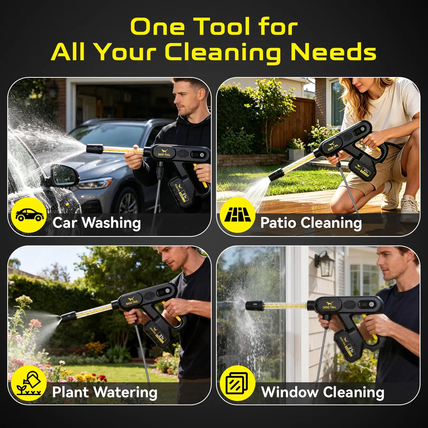 【Fathersdaygift】Dog TAIL Brushless Motor Cordless Pressure Washer, Powerful Brushless Pressure Washer for Car, Home Cleaning&Garden Watering Summerwins
