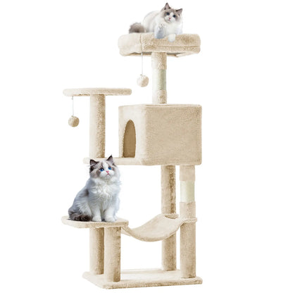 Cat Tree Tower for Indoor Cats, 66In Tall Multi-Level Pet Furniture, Stable Kitty Play House with Sisal Scratching Post, Large Condo, Climbing Ladder, Plush Toy for Kitten Cat Treehouse