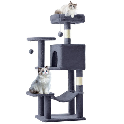 Cat Tree Tower for Indoor Cats, 66In Tall Multi-Level Pet Furniture, Stable Kitty Play House with Sisal Scratching Post, Large Condo, Climbing Ladder, Plush Toy for Kitten Cat Treehouse