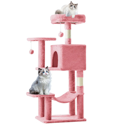 Cat Tree Tower for Indoor Cats, 66In Tall Multi-Level Pet Furniture, Stable Kitty Play House with Sisal Scratching Post, Large Condo, Climbing Ladder, Plush Toy for Kitten Cat Treehouse