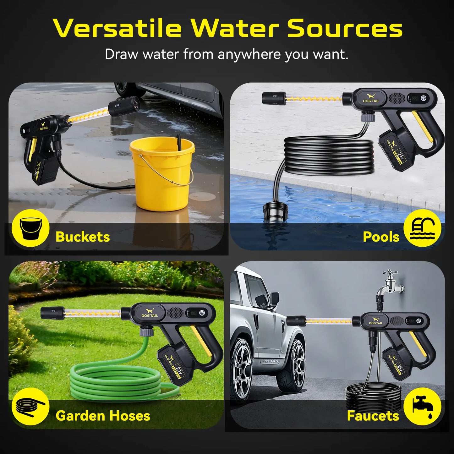【Fathersdaygift】Dog TAIL Brushless Motor Cordless Pressure Washer, Powerful Brushless Pressure Washer for Car, Home Cleaning&Garden Watering Summerwins