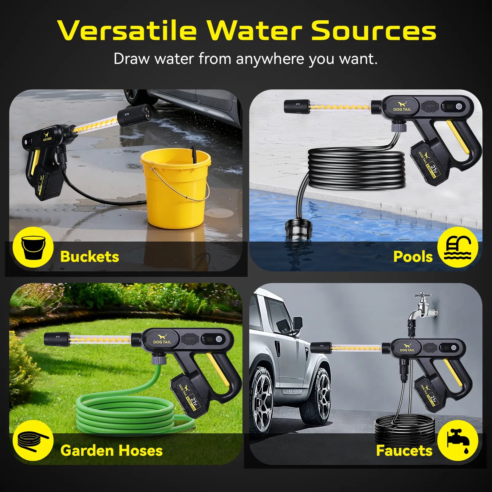 【Fathersdaygift】Dog TAIL Brushless Motor Cordless Pressure Washer, Powerful Brushless Pressure Washer for Car, Home Cleaning&Garden Watering Summerwins