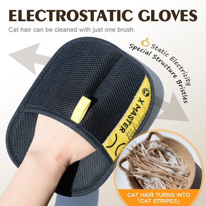 Electrostatic Pet Hair Removal Gloves - Reusable Grooming Tool for Cats and Dogs, Ideal for Furniture, Carpets, and Car Seats